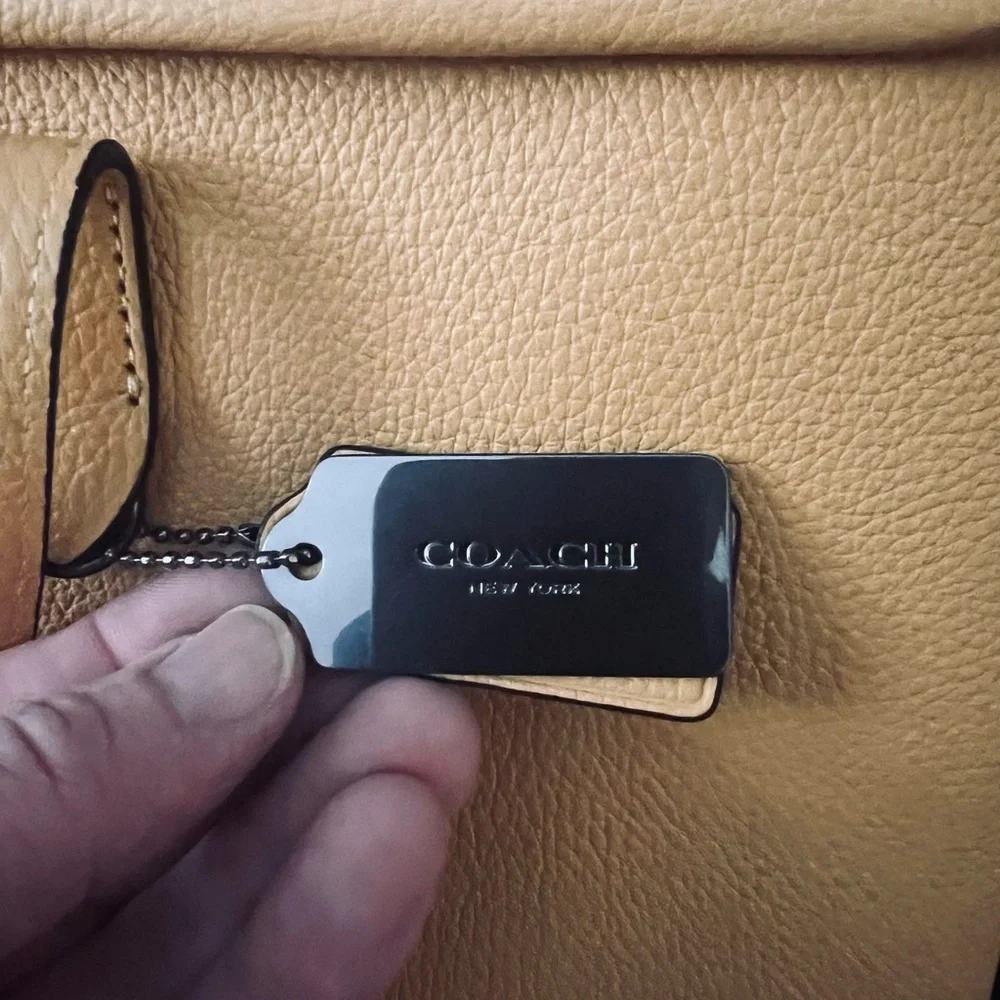 Coach Tan Leather Briefcase with Black Strap
